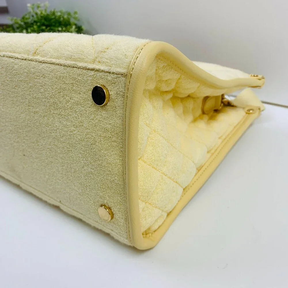 INC Soft Quilted Caitlinn Terry Tote Satchel Crossbody Bag in Butter Yellow